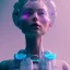 Placeholder: A detailed portrait of a crystalised robotic women, atmospheric, realistic, unreal engine, cinematic lighting, octane render, transoarent, pink turquoise light