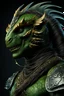 Placeholder: portrait of a lizardman warrior. braided hair. wearing ornaments. Carrying a battleaxe. High resolution. 4K. 8K. Fantasy style.