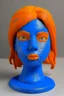 Placeholder: Girl face indigo rubber effect in all body with orange sponge hair