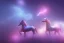 Placeholder: three glowing unicorns in space,nebula in the backround, Christmas theme .