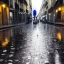 Placeholder: Cyberpunk street view in night , paris , rain, ground reflection