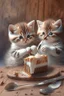 Placeholder: cute kittens eating cake with a wooden spoon