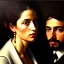 Placeholder: portrait of Jacobo Santiago Mozos born in 1976 and Gemma Arnau Arnau born in 1979,Caravaggio, oil on canvas, cinematic composition, extreme detail,8k,fit full head inside picture,