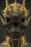 Placeholder: shiny black male African Egyptian alien, cracks in the voodoo head, wicked, eyes, crown, Elephant, 8k, finely detailed, photo realistic, tiger turquoise skull head gold dragon space alien snow skeleton gold horny toad silver crown silver eyes