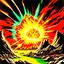 Placeholder: 90's TCG art retro fantasy art of a huge explosion