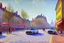 Placeholder: Sunny day, modern contemporary city, modern cars, alfred sisley impressionism painting