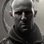 Placeholder: Jason Statham, long black hair, elemental face, Unreal Engine 5, highly detailed, highest quality, digital painting, complex 3d render, unreal engine render, insane detail, intricate photograph quality, magnificent, majestic, highly intricate, Realistic photography, grand hall, wicked throne, holding scepter, crown of barbwire, dark color palette, metallic, highly detailed, highest quality, digital painting