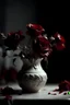 Placeholder: dead red flowers in a white vase cinematic dramatic hd hig hlights detailled real wide and depth atmosphere
