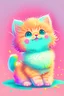 Placeholder: digital illustration of an Adorable, tiny, fluffy, playful kitten, cartoon style, using bright and pastel colors