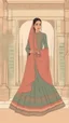 Placeholder: AN ILLUSTRATION OF a girl wearing mehdi lehnga dress