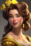 Placeholder: Belle from beauty and the beast with daisys in her hair make her animated