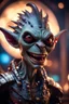 Placeholder: the most effective war paint, portrait of ultimate transcendent happy chat gremlin vampire alien jaws chieftain punk frown with spotlights, in front of space portal dimensional glittering device, bokeh like f/0.8, tilt-shift lens 8k, high detail, smooth render, down-light, unreal engine, prize winning