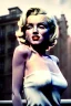 Placeholder: Medium shot portrait, blonde woman, young Marilyn Monroe face, perfect iris, Chanel dress style, paris background, by helmet newton, soft color, highly detailed, unreal engine 5, ray tracing, RTX, lumen lighting, ultra detail, volumetric lighting, 3d, finely drawn, high definition, high resolution.