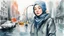 Placeholder: water color Painting. new yorker magazine. Metro. hijab woman's. vector. medicine