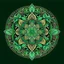 Placeholder: Logo. Mandala style. Round. The logo depicts a mystical botanical motive. Thin lines. Ornament. Rich colors, green