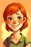 Placeholder: Pretty girl, short ginger hair, 10 years old, cartoon