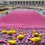 Placeholder: Tehran's Azadi Square, which is pink in color and surrounded by yellow plastic ducks