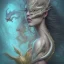 Placeholder: sango fantasy, fantasy magic, intricate, sharp focus, illustration, highly detailed, digital painting, concept art, matte, artgerm and paul lewin and kehinde wiley, masterpiece sexy lips Asian afro lips black African lady body mermaid blue Dragon head golden space lady sea under water mermaid pretty skull