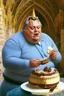 Placeholder: fat viktor orban eating cake in a castle