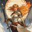 Placeholder: [art by Alphonse Mucha] in the heart of the village, shield in hand and sword at the ready, Astrid stood tall. Her hair, the color of flames, whipped around her face in the icy wind, adding to her fierce appearance. The sound of war cries and clashing of weapons filled the air as the enemy approached. Astrid's eyes blazed with determination as she prepared to defend her people.She was not just a shieldmaiden; she was the shieldmaiden. Known throughout the land for her unmatched skill in battle a