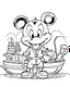 Placeholder: outline art for Mickey Mouse Steam Boat coloring page, Japanese manga style, cartoon style, cute face, white background sketch style, full body is a must, only use outline, clean line art, no shadow, bold outline