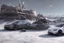 Placeholder: A Tesla 'Model Y' is parked, on the planet 'Hoth'. CINEMATIC. WIDE ANGLE LENS. PHOTO REAL.