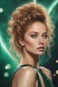 Placeholder: Outlander - head and shoulders portrait, Photorealistic, hyperrealism, Dazzling, Complex, dramatic, bold, attractive Barbarella, perfect, Athletic, toned body with tanned skin, perfectly formed body, Emerald City, extremely detailed, lipstick, eyeshadow, eyeliner, mascara, rouge