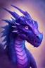 Placeholder: purple small dragon, blue eyes, small size, glowing scales