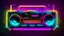 Placeholder: oldschool music recorder space style in neon colours