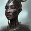 Placeholder: sango fantasy, fantasy magic, intricate, sharp focus, illustration, highly detailed, digital painting, concept art, matte, artgerm and paul lewin and kehinde wiley, masterpiece sexy lips Asian afro lips black African lady body Asian Dragon head silver bright rain lady outer space pretty skull head