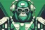 Placeholder: futuristic vector illustration of a full-body robotic gorilla with glasses and technical elements in green-blue colours