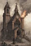 Placeholder: exorcist, burning church, steampunk