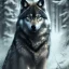 Placeholder: black wolf, black, masterpiece, expert, 8K, hyperrealism, sharp focus, cinematic lighting, blue