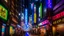 Placeholder: a captivating night scene of a bustling Japanese street with vibrant neon lights, inspired by Tokyo's famous Shibuya district, with a mix of traditional and modern elements, cinematic atmosphere, dynamic lighting, and detailed architectural features –ar 16:9