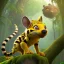 Placeholder: Marsupilami comic figure , photorealistic picture, unreal engine 5, lifelike, high detail intricate, jungle background, realistic proportions, long tail exiting frame