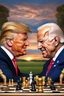 Placeholder: A hyper-realistic , Joe Biden and Trump in a game of chess,Trump smiling ,Biden angry, 64K, hyperrealistic, vivid colors, (glow effects:1.2) , 4K ultra detail, , real photo