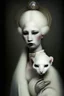 Placeholder: lady ermine with ermine-head, albino, bizarre, surreal, darkmood by natalie shau