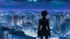 Placeholder: Clear Focus, High resolution, Beautiful girl standing backwards to a Cyberpunk skyline, comic style