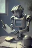 Placeholder: a robot writing a film screenplay