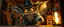 Placeholder: air brush 3d with pen outline,spaghetti boss gunslinger western fluffy elder gremlin edgy hero with glowing eyes, shallow depth of field, warm lantern, pin hole cam in doll house, bottom floor board edge border