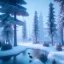 Placeholder: Forest ice winter, bridge birds,live house, deer, unreal engine 5, octane render