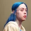 Placeholder: ying in the bathroom, photorealistic illustration, Billie Eilish