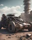 Placeholder: Futuristic car made with engine parts and wires dysoptia cyberage HAWKEN postapocalyptic dysoptia scene photorealistic uhd 8k VRAY highly detailed HDR