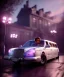 Placeholder: Ultra realistic back seat of limousine image, wide angle view, Alice woman and white rabbit man, many color balls, circus clothing, long hair, smoke, feather long coat, soft color, highly detailed, unreal engine 5, ray tracing, RTX, lumen lighting, ultra detail, volumetric lighting, 3d, finely drawn, high definition, high resolution.