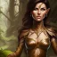 Placeholder: dungeons and dragons, female wood elf, druid, brown hair, brown eyes, full body, realistic face, short hair, large nose, closed mouth, leather armor, dark skin, one person