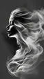 Placeholder: smoke art grey and white flowing around woman silhouette