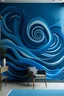 Placeholder: Create handpainted wall mural with swirling vortex patterns inspired by Vorticism. Use shades of blue to create a dynamic and captivating effect reminiscent of the movement's energy."