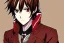 Placeholder: Detailed pretty anime boy, brown hair with blonde strips, keep head in frame, headshot, glaring, brown eyes, covered in bandages, looking serious, illustration, digital painting, only one character, color scheme red, wearing many bandages, Osamu Dazai inspired, anime inspired, manga, dazai, red hair, Chuuya, pretty, scruffy, angry, brooding, manga inspired, small nose, long lower eyelashes, handsome, widows peak, headshot, glaring, cute, wearing a bandage on neck, small nose, scruffy hair