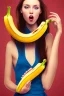 Placeholder: Girl eating a long banana