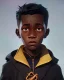 Placeholder: Portrait of a handsome black skinned toddler warlock boy with dark hair by Jim Kay